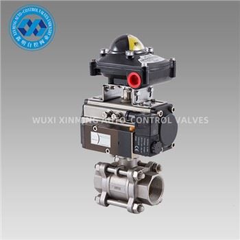 Válvula pneumática da esfera de aço inoxidável 3PC