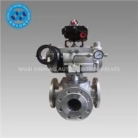 Válvula de esfera pneumática de aço inoxidável de 3 vias