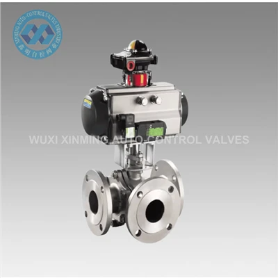 Válvula de esfera de 3 flange pneumática