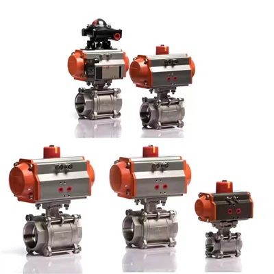Atuador pneumático Frea interna Aço inoxidável 316 3 PCS válvula de esfera bidirecional pneumática