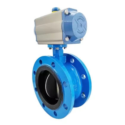 Válvula borboleta de flange excêntrica dupla pneumática resistente e confiável